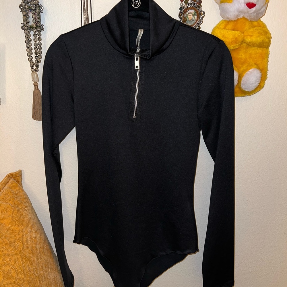 Emma & Sam Black Fitted Zip-Up Bodysuit